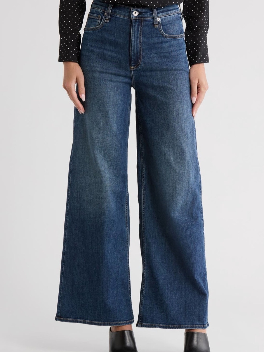 rag & bone High-Rise Wide-Leg Jeans in Dark Blue